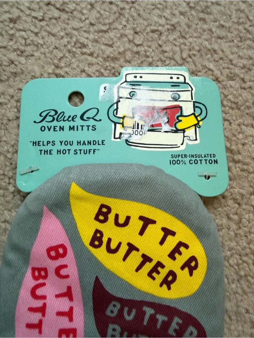 Blue Q Butter Butter Butter Oven Mitt WW125 NWT 100% Cotton Funny Kitchen Gift